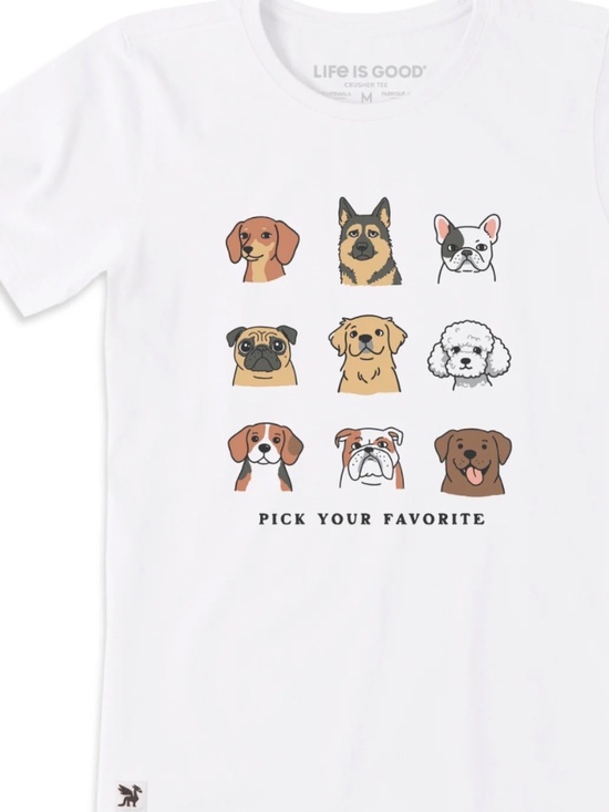 Life Is Good Tops - Life is Good Crusher Tee T Shirt Short Sleeve Favorite Dog White M